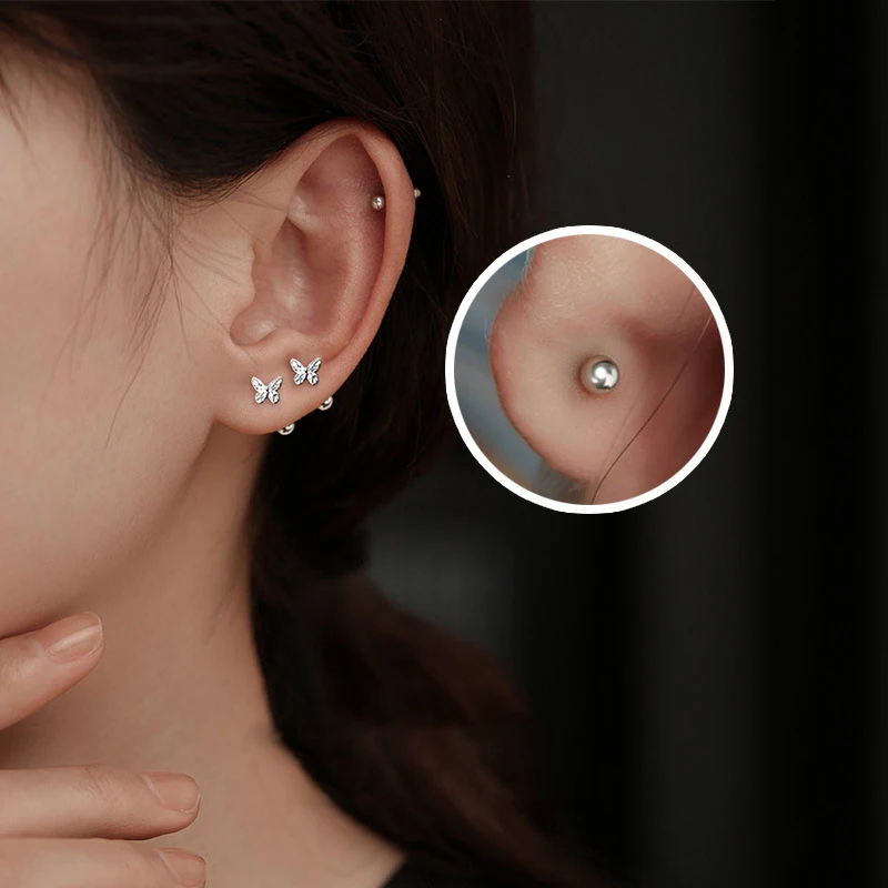 Korean Fashion Hollow out Butterfly Screw Back Stud Earrings for Women Personality Temperament Ear Piercing Jewelry Gift 2024