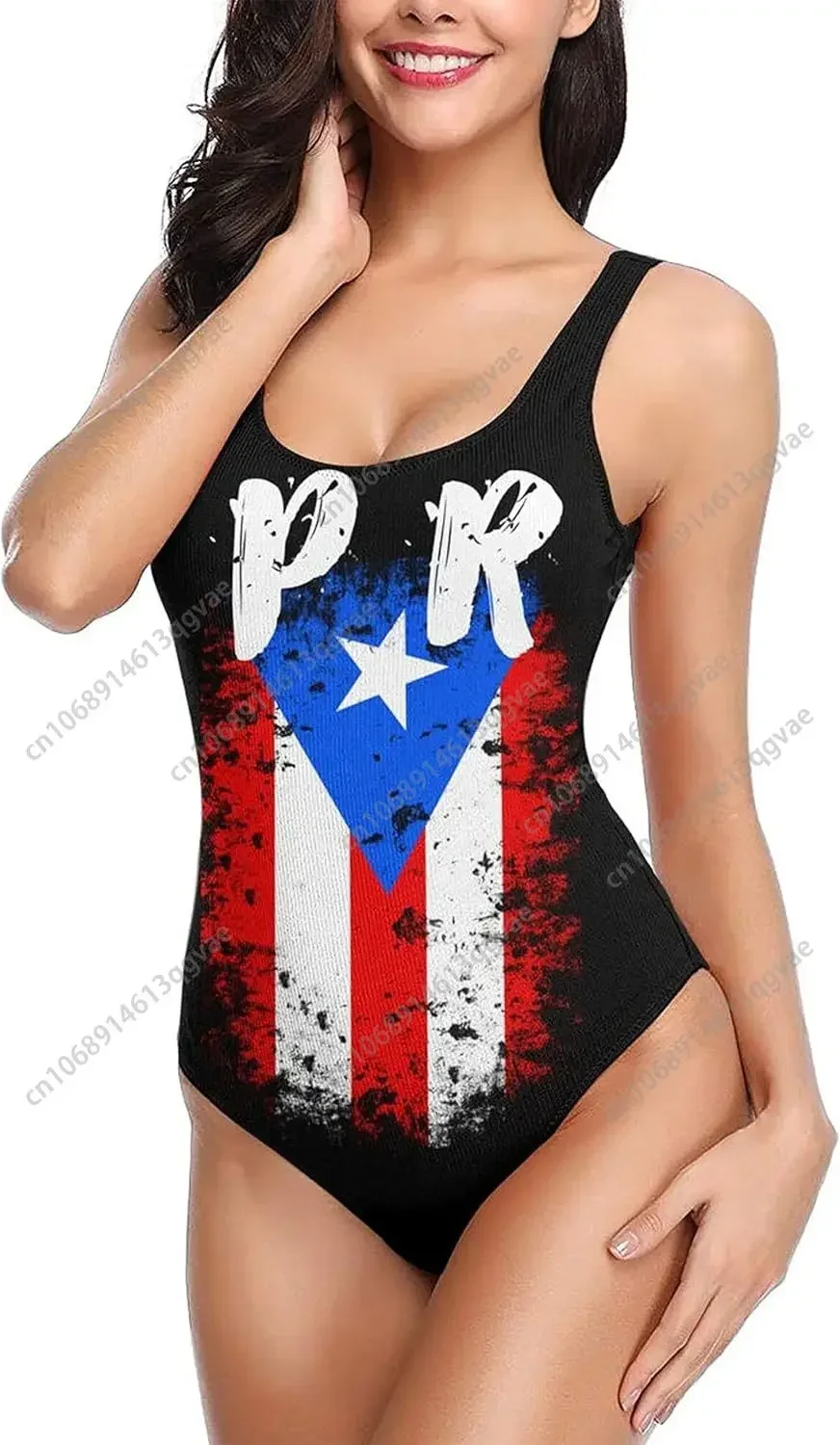 

Пуэрто-Рико Прапор Женские цельные купальники Купальный костюм с низкой спинкой Купальники бикини Белый