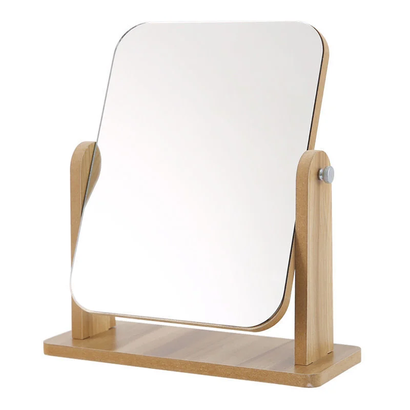 

Vanity Makeup Mirror with Wood Stand, Travel Portable Wood Tabletop Cosmetic Mirror for Desk, Make Up, Gift, Bathroom, Shaving