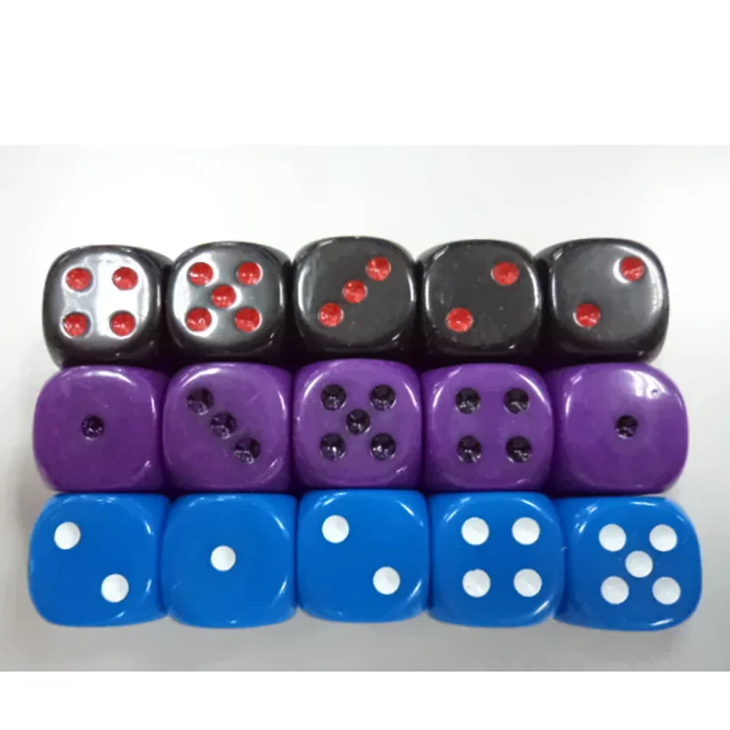 10 stks/partij dobbelstenen set 10 kleuren massief acryl 6-zijdige dobbelstenen club/feest/familie games