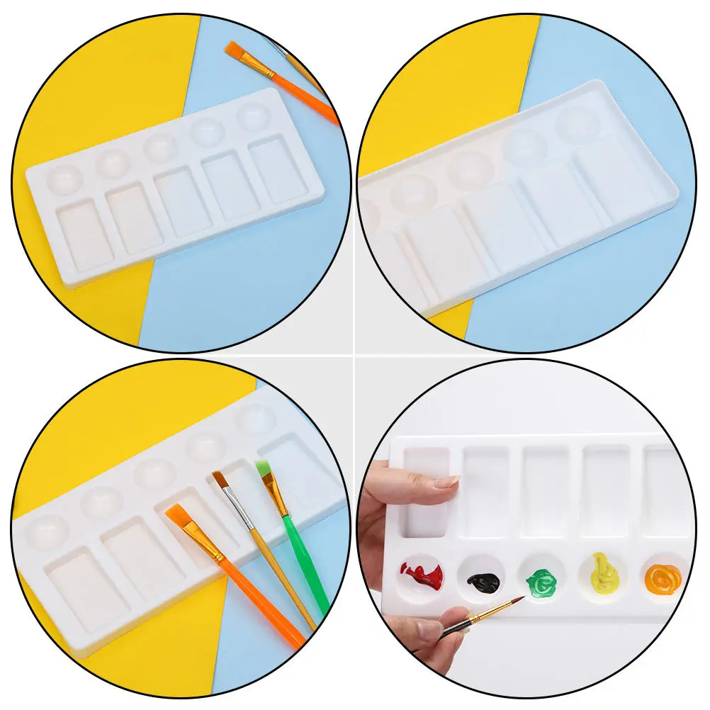 

3 pcs Plastic Palette Painting Color Mixing Board Watercolor Pigment Tray For Artist Student Diy Art Craft Lightweight