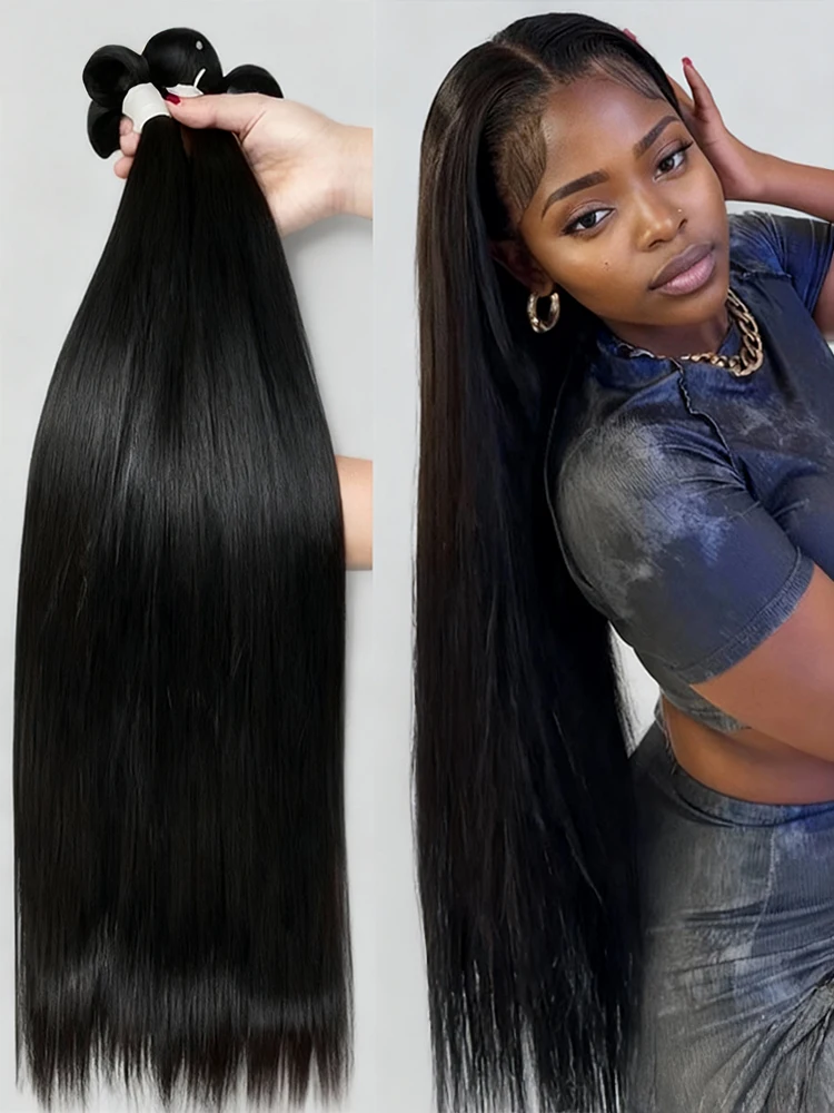 12A Прямые 100% пучки человеческих волос 40 дюймов Натуральные черные необработанные девственные необработанные волосы Бразильские волосы 3-4 комплекта предложений