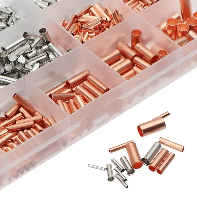 New 970 Copper Tube Terminal Cable Lug Bootlace Ferrule Kit with Heat Shrink Tube Crimping Plier Copper Connecting Pipe Wire Joi