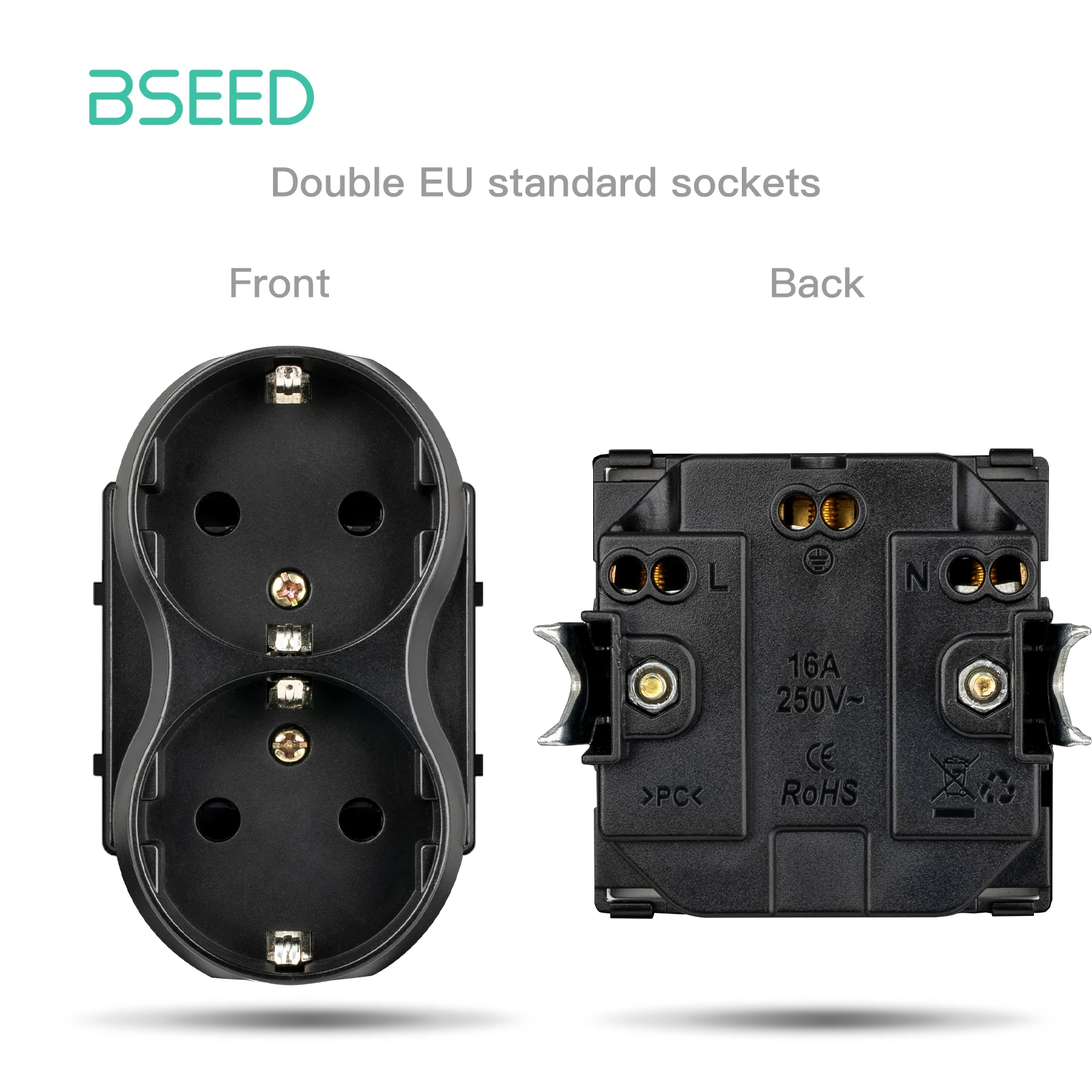 BSEED Wandlichtschalter 1/2/3 Gang 1/2 Wege Wandsteckdose USB Typ-C Ladeanschluss Funktion Kunststoffrahmen DIY Kombination
