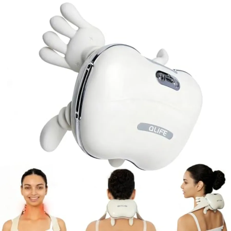 

Cordless Neck Massager with Heat for Home Office Travel Deep Tissue Fingers Massage in Black Pain Relief for Neck and Shoulder