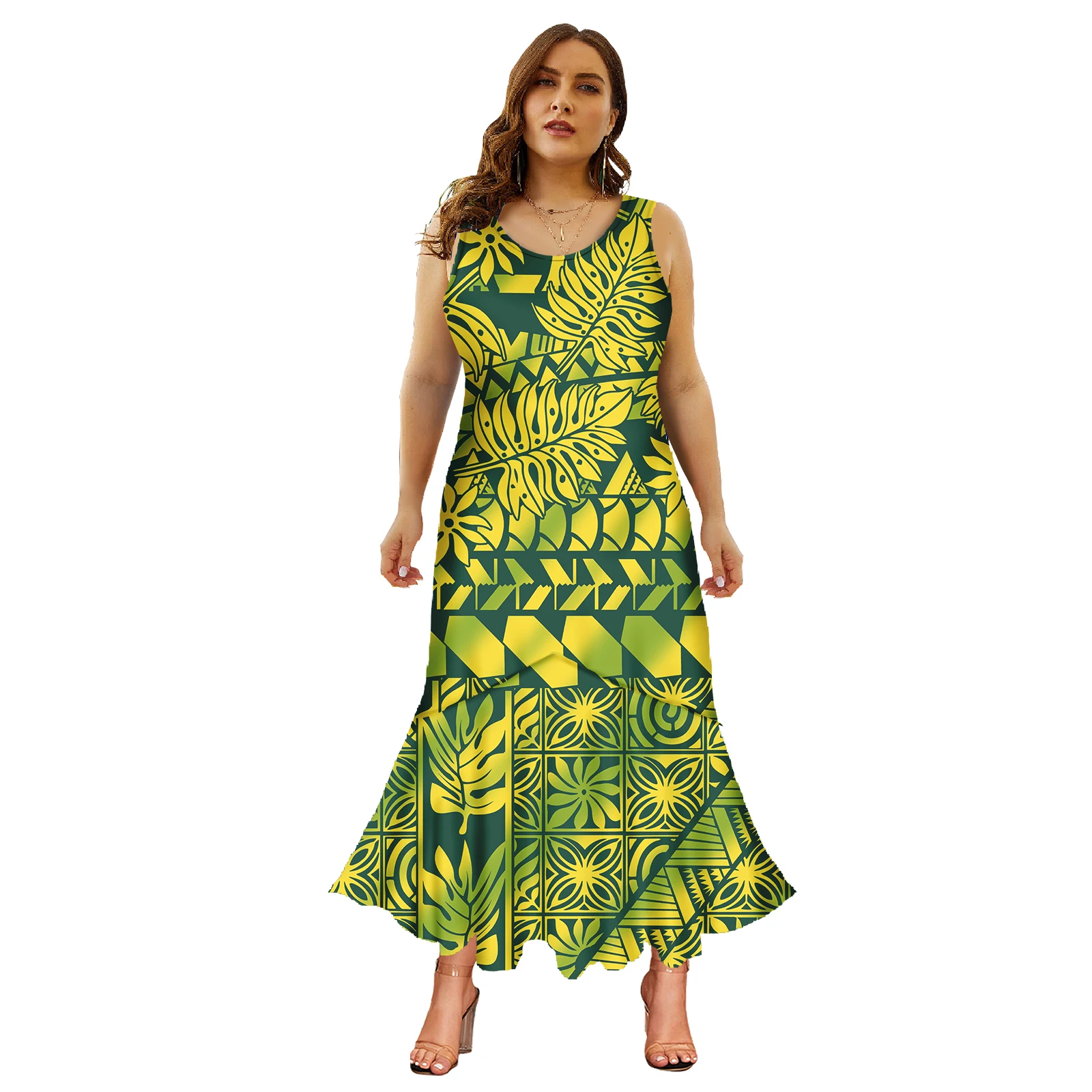 Polynesian Elei Tribal Design Customized On Demand Pacific Island Dress Art Sexy Party Puletasi Mermaid Dresses