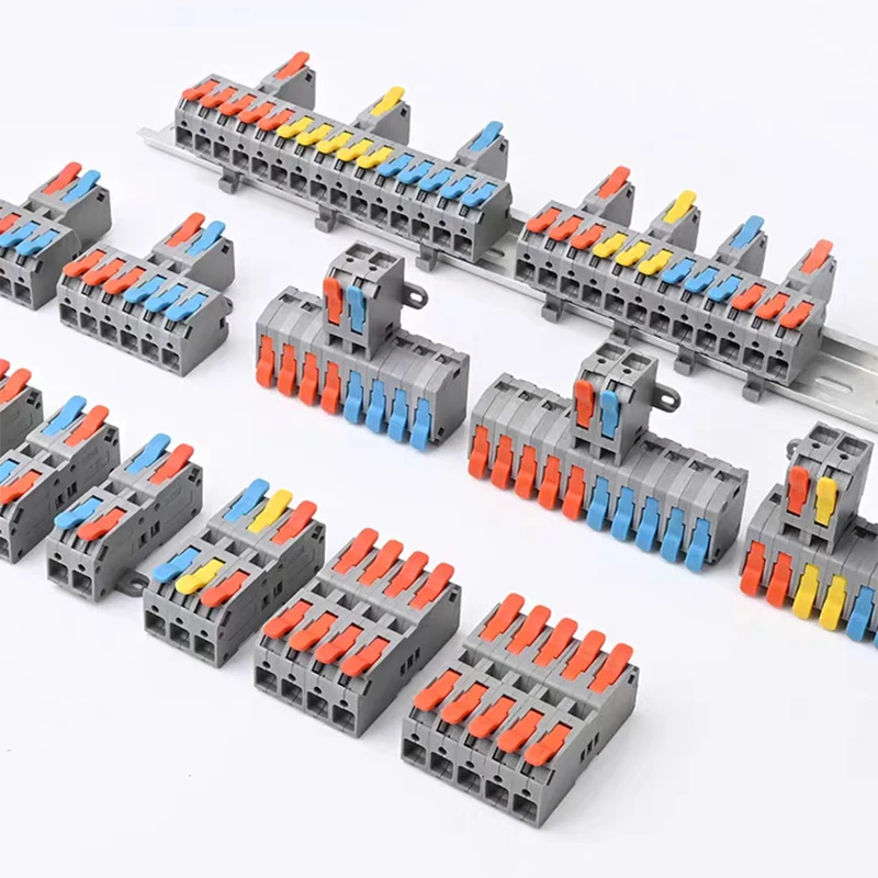 Push-in Fast Terminal Block One in Multiple Out Wire Connector DIN Rail Type High Power Splitter More in More out Junction Box