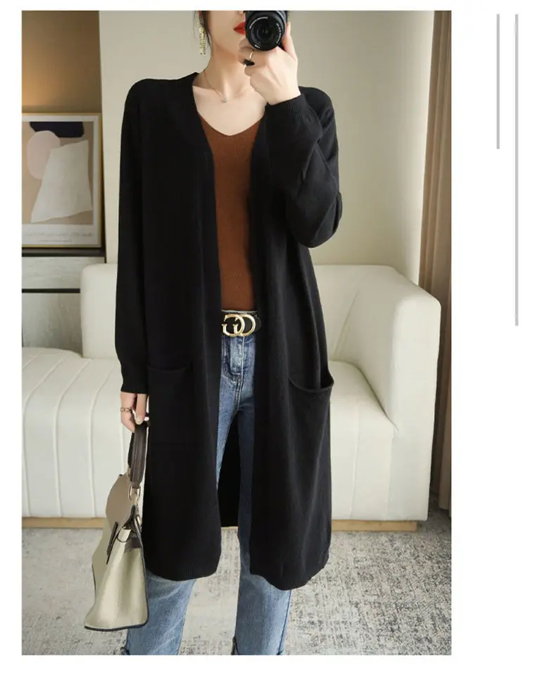 

Mid-Long Cardigans Retro Womens Spring Windbreaker Cinch Niche Half-Sleeve Harajuku Feminine Leisure High-End Longline Spliced