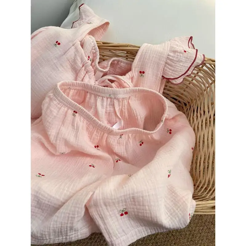 Women's Little Flying Sleeve Camisole Shorts Pajama Set Summer New Princess Style Vest Home Clothing Women's Soft Two-Piece Set