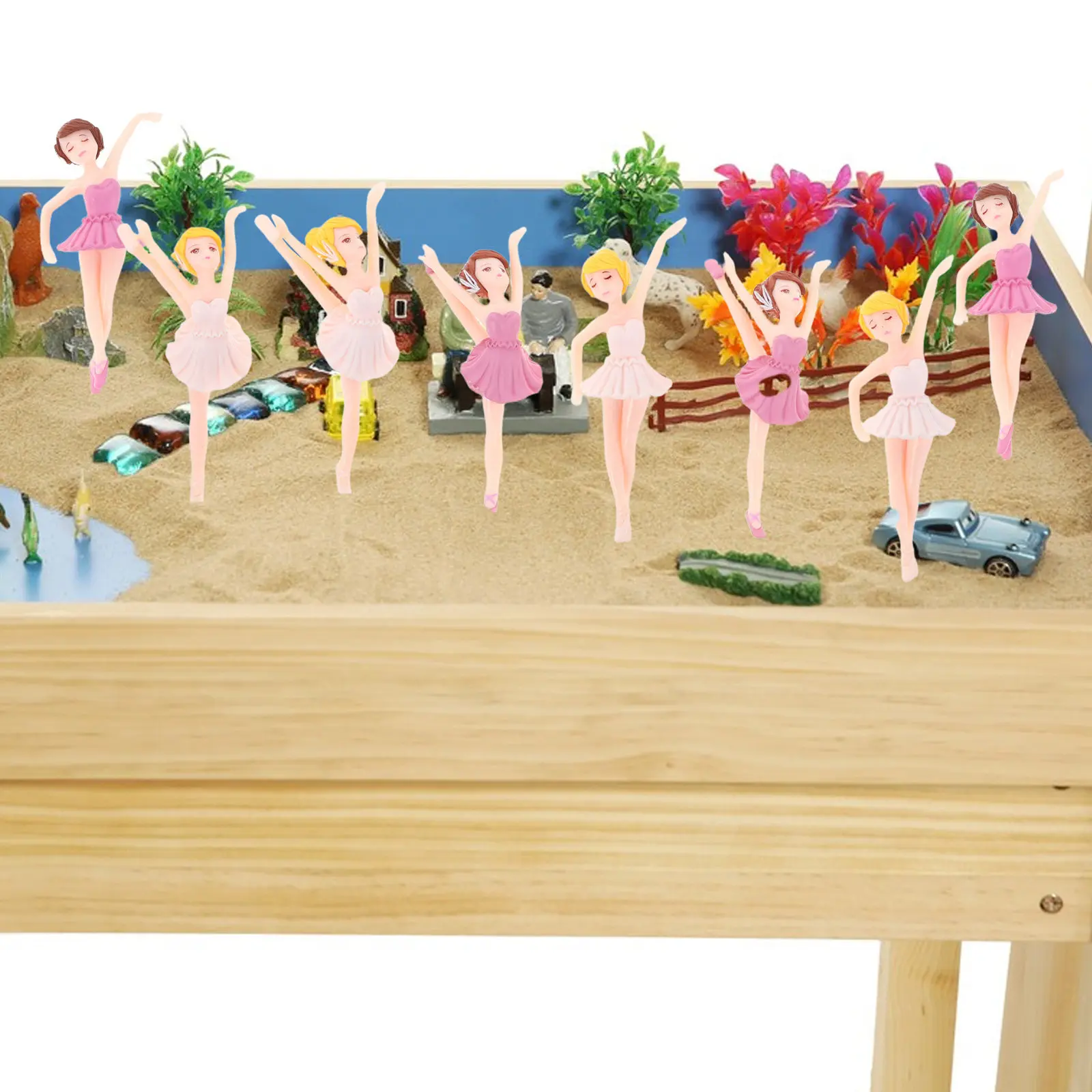 8Pcs Resin Ballet Dancing Micro Landscape Decor Miniature Sculpture for Desktop Shelf Window Sill Mini Garden Fade
