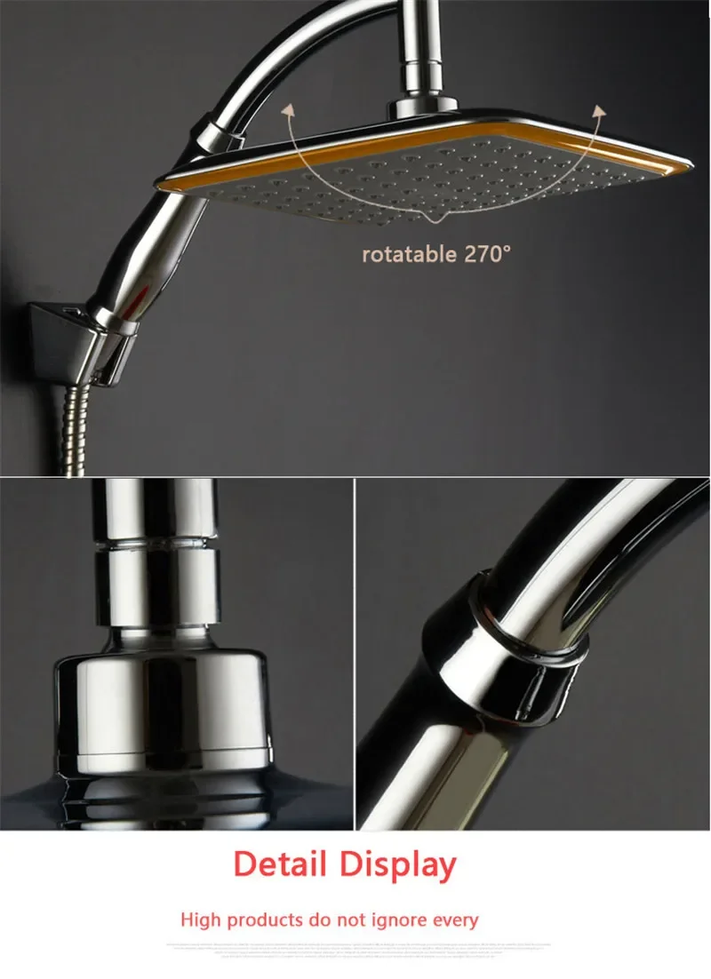 

Square Thin Shower Head ABS Chrome 9 Inch Rotatable Top Rain Wall Mounted Extension Arm Water Saving Pressurized Shower for Bath