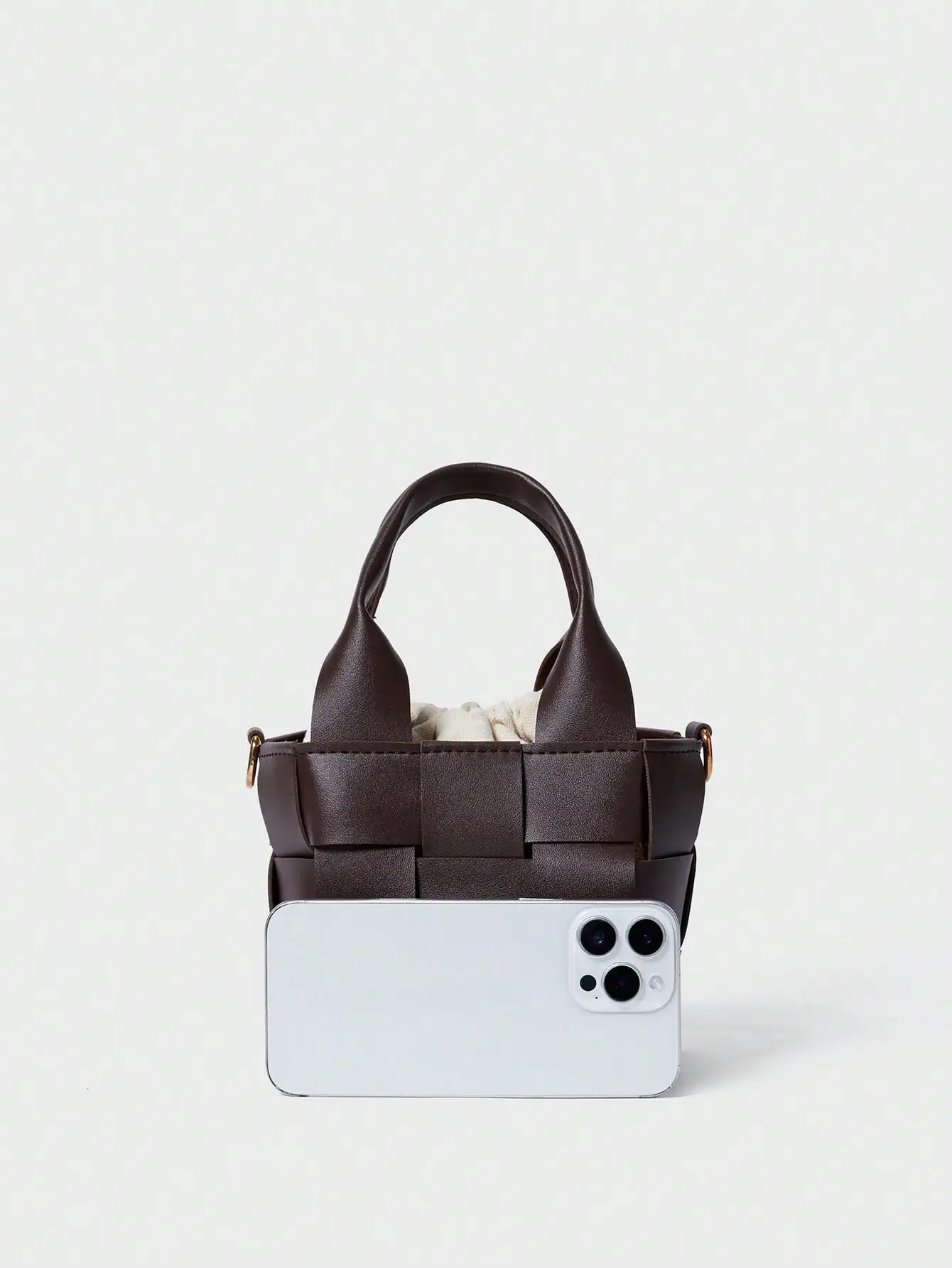 Modische, minimalistische, karierte Bucket Bag, leicht, mit verstellbarem Riemen, Damen-Handtasche mit Tragegriff für Urlaub, Reisen und den Alltag – Detail 18