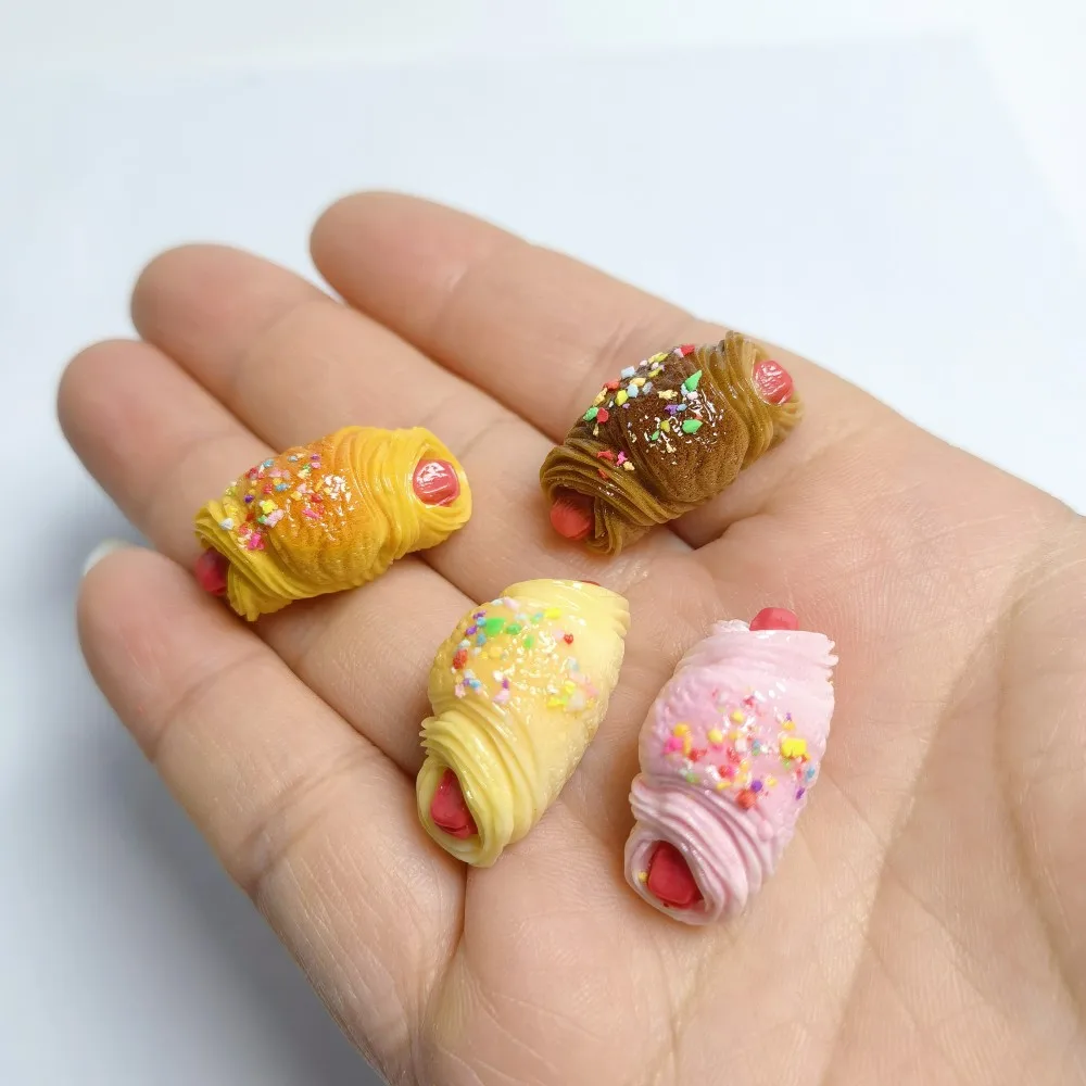 Croissant Bread Roll 1:12 Flatback Resin Cabochon For Simulation Food DIY Dollhouse Kichen Play Decoration Making Accessories
