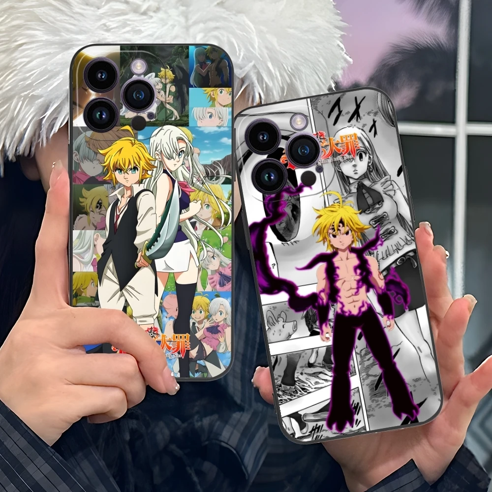 Seven Deadly Sins Meliodas Cell Phone Case for iPhone 16 15 14 13 12 11 X XR XS 8 7 Pro Max Plus Mini Black Phone Cover Shell