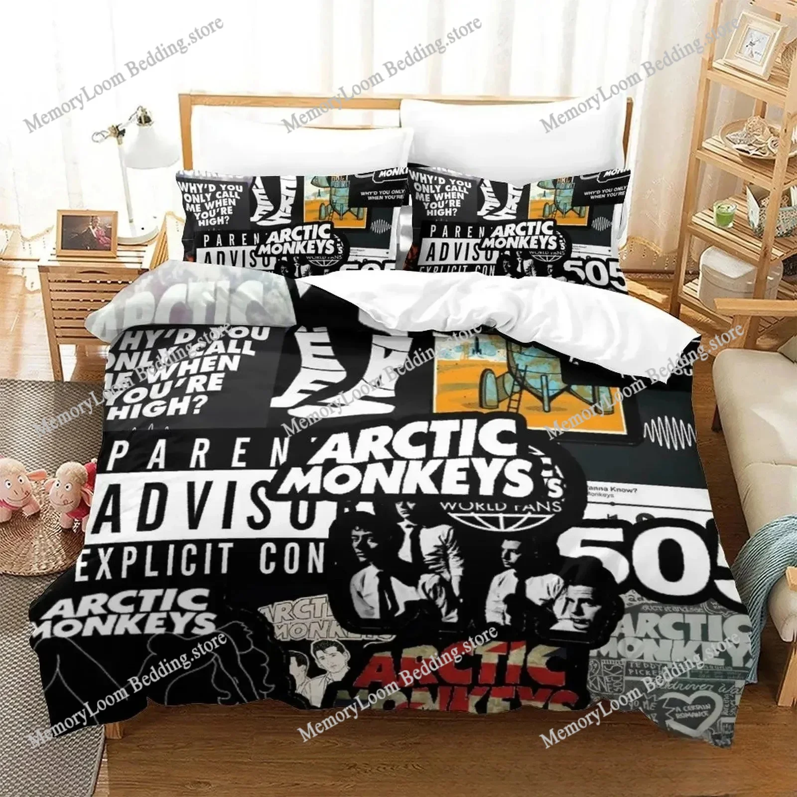 

3D Printed Arctic Monkeys Music Band Bedding Set Duvet Cover Bed Set Quilt Cover Pillowcase Comforter King Queen Size Boys Adult