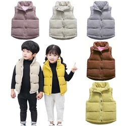 Boys Girls Sleeveless Coats Vest Jackets Autumn Winter Kid Clothing Children Casual Corduroy Stand-Up Collar Vest Winter Clothes