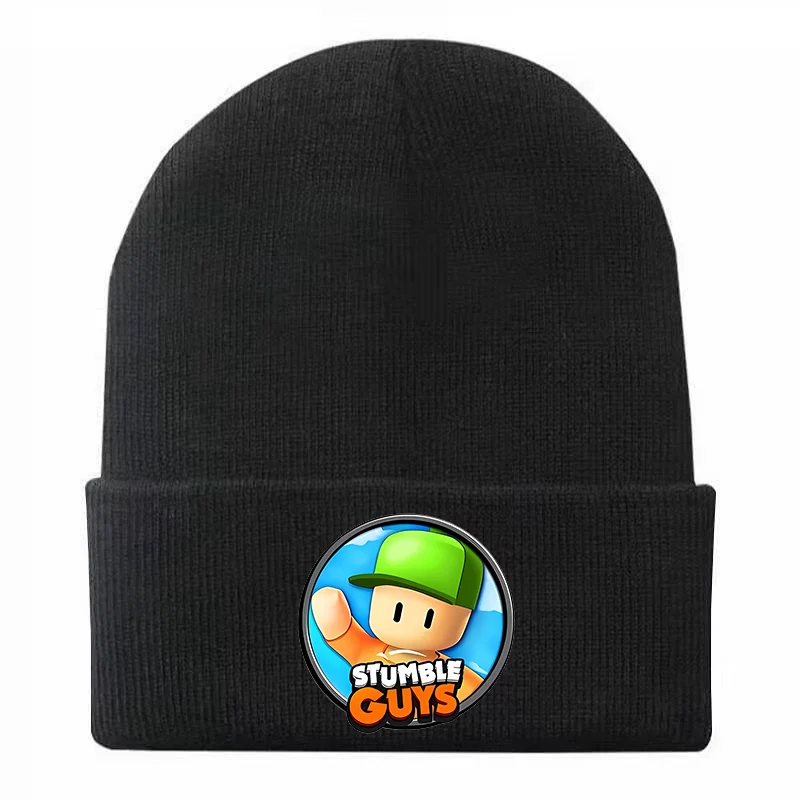 Stumble Guys Beanie Hat Wool Acrylic Knitted Caps Beanies Cartoon Winter Woolen Pullover Hats Boys Girls Bonnet Christmas Gifts