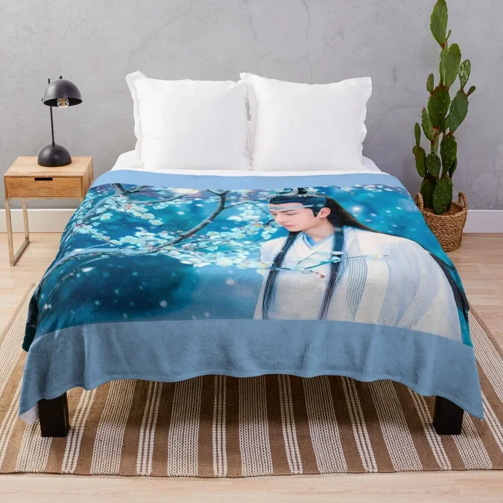 

Lan Wangji blue sakura art Throw Blanket for winter Decorative Beds Picnic Blankets