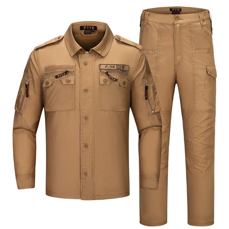 Men's Set Spring and Autumn New Outdoor Work Clothes Wear-resistant and Anti Fouling Camouflage Labor Protective Clothing