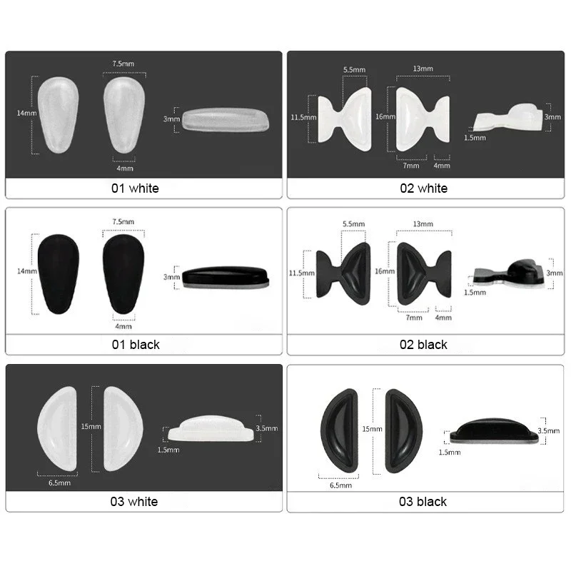 滑り止めシリコンスクラブパッド,5ペア/10個,眼鏡パッド,柔らかい滑り止めステッカー