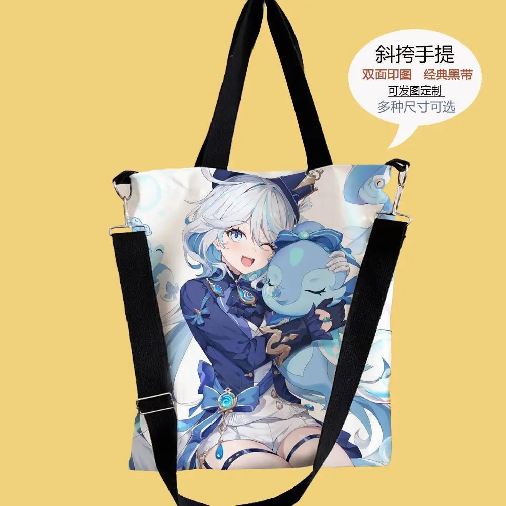 Genshin Impact Funina Canvas Student Tote Tutoring Shoulder Makeup Handheld Large Capacity School Bag Ani