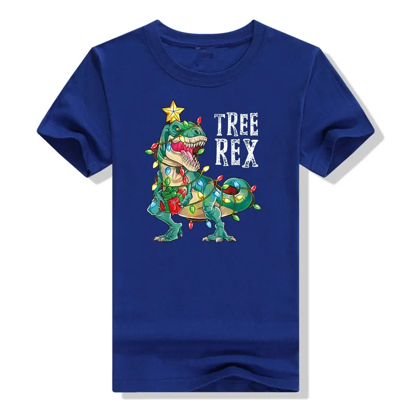 Christmas Dinosaur Tree Rex Pajamas Men Boys Xmas Lights T-Shirt Gift Cute Dino Wear Xmas Lights Graphic Tee Top Family Matching