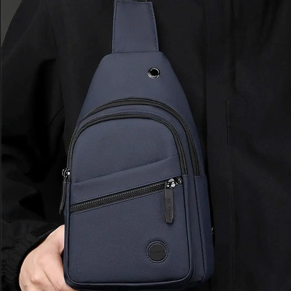 Bolso de pecho cuadrado para hombre, bandolera multifuncional de nailon, de un solo hombro, de gran capacidad, para teléfono al aire libre