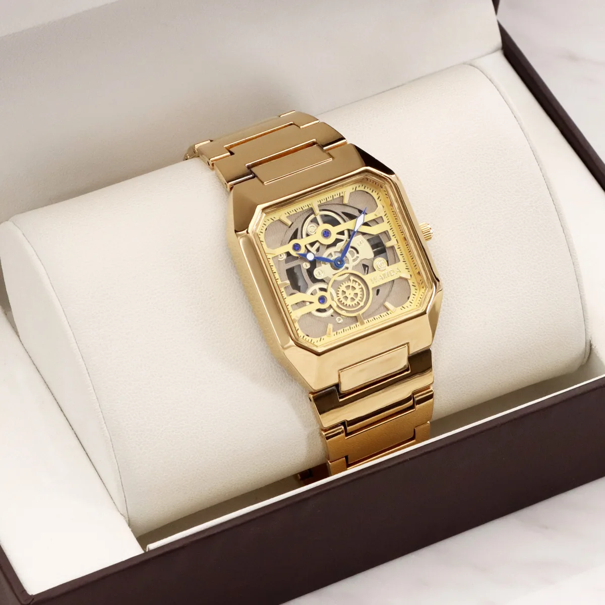 square Wrist watch man youth motion Versatile leisure time business affairs quartz Hollow out waterproof