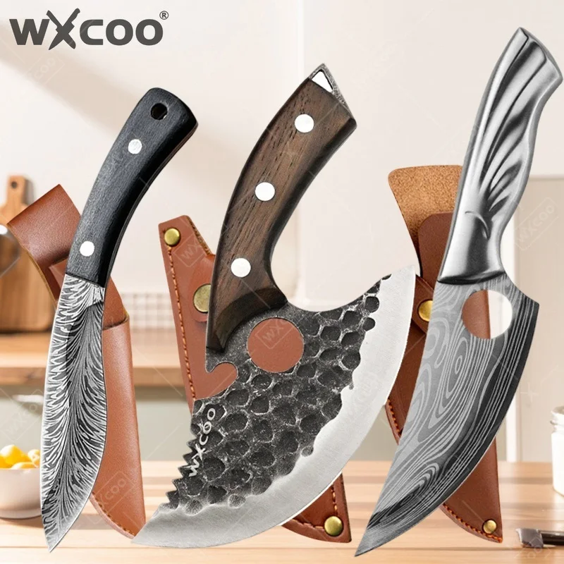 WXCOO Forged Kitchen Chef Knife Butcher Meat Slicing Full Tang Cooking Barbecue Cutting Boning Cleaver