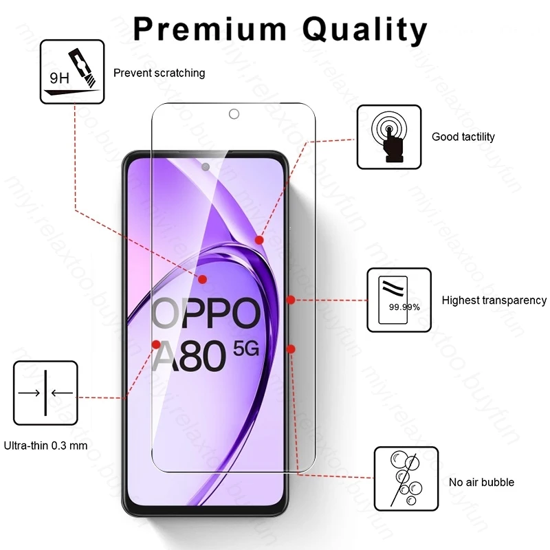 OppoA80 5G Case 8 In 1 9H Tempered Glass for Oppo A80 5G Camera Lens Screen Protector Cover on Orro Appo Opo A80 A 80 80A 2024