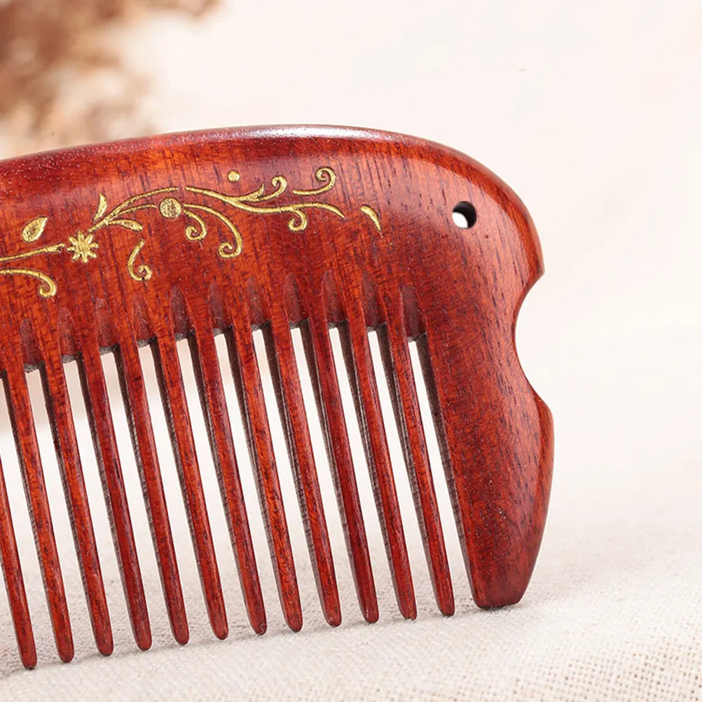 Dark Red Half Hair Comb Carved Pattern Smooth Close Teeth Massage Scalp Circulation Anti-Static Natural Hair Comb