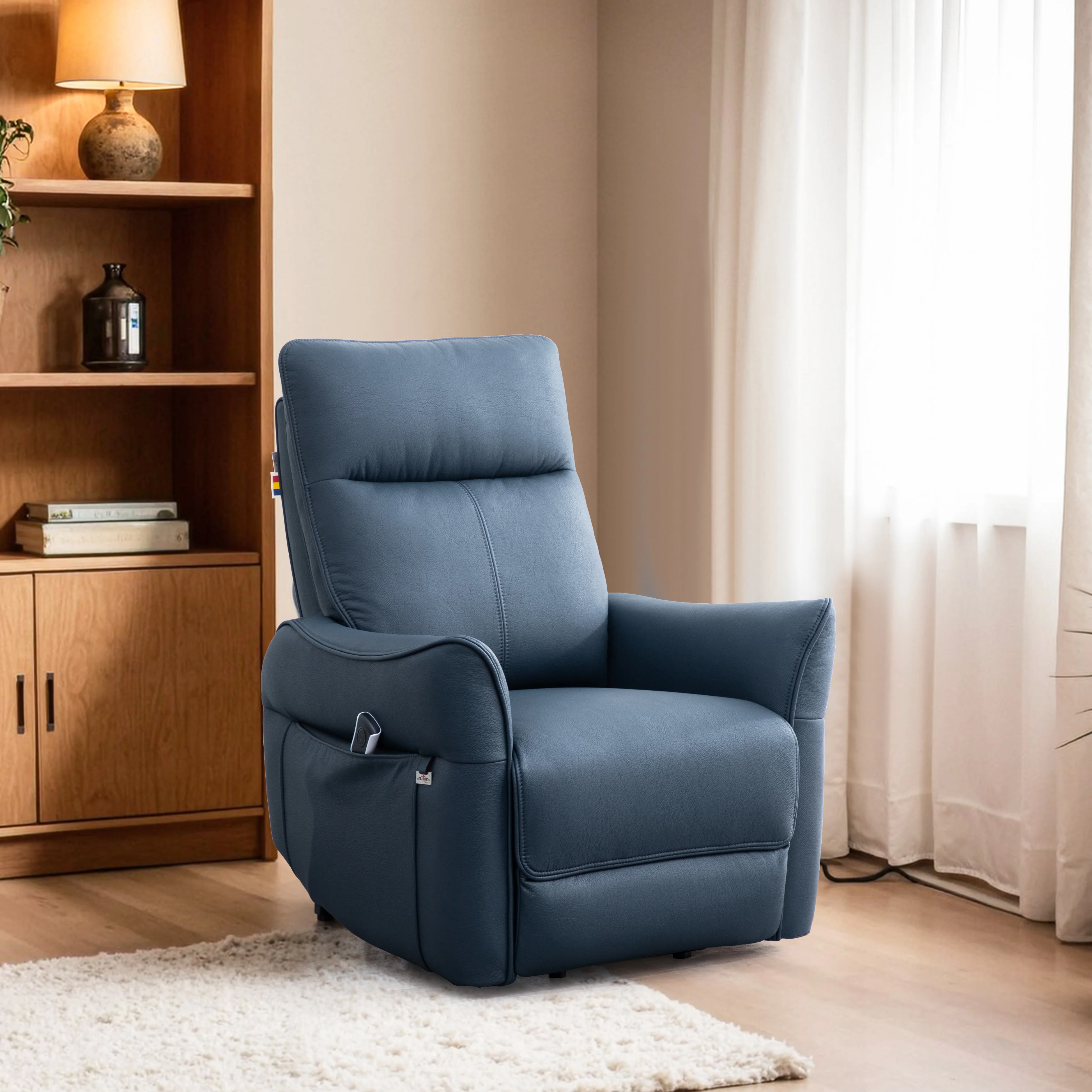 Modern Single Motor Lift Chair Recliner Stand Senior Assist Medical Lounge Fabric Seating Wood Frame Home Furniture Living Room