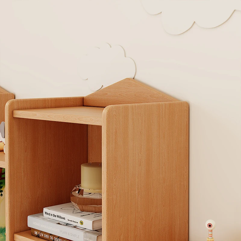 Modern design natural solid wood bookcase home decoration furniture display storage rack living room wooden bookshelf