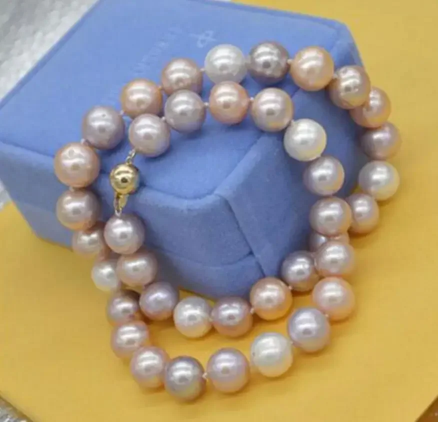 

Fashion jewelry noble jewelry 10-11 mm round Multicolor pearl necklace 14K CLASP