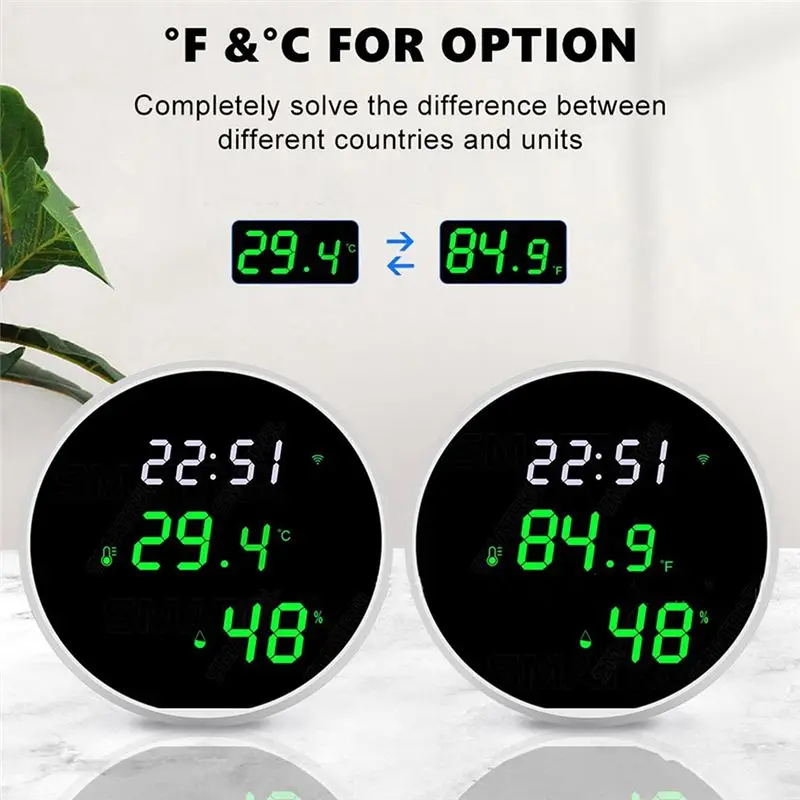 AT16 WiFi Room Thermometer Indoor Hygrometer: Smart Temperature Humidity Monitor with LED Backlit Display