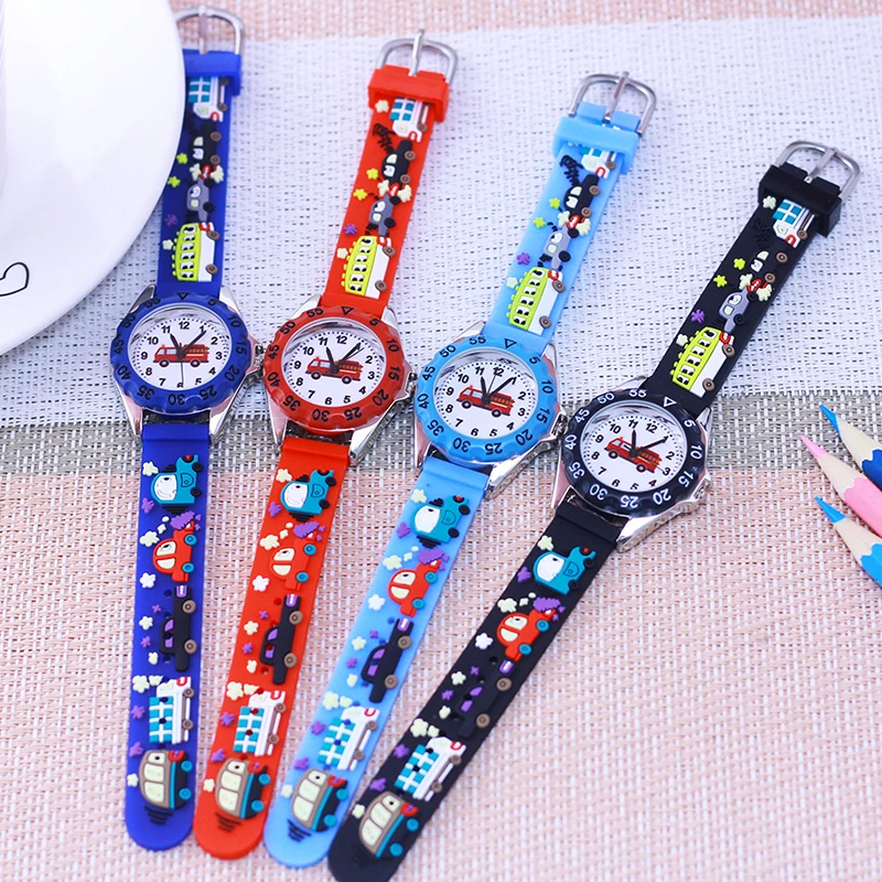 famous brand children boys girls fashion cool school bus firetruck cartoon sports waterproof watches for kids birthday gifts