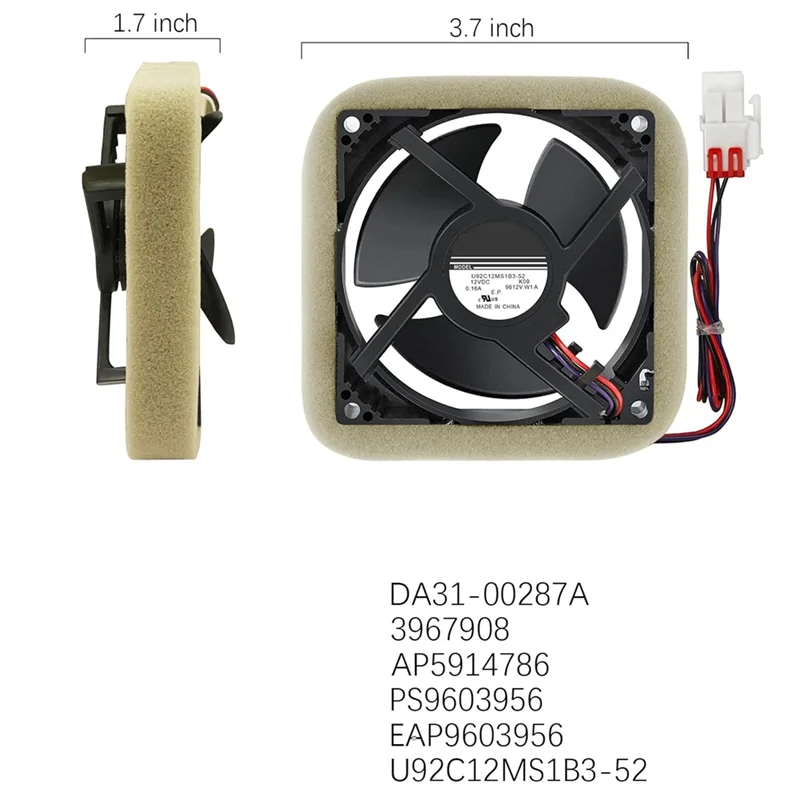 ABGH-Fan Motor DA81-06013A U92C12MS1B3-52 DA31-00287A محرك مروحة تبخير الثلاجة متوافق مع RF28HMEDBSR/AA RF28HFEDT #6