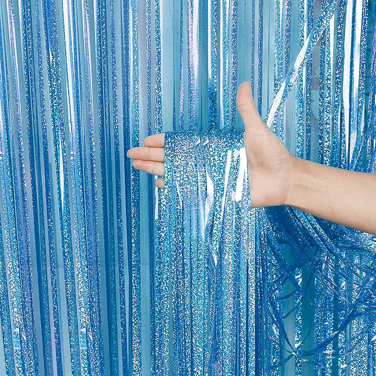 ستائر خلفية للحفلات بهرج ذهبي ، ستارة من الرقائق ، ديكور أعياد الميلاد والزفاف ، ديكور ذكرى البالغين ، لمعان ، 2 متر