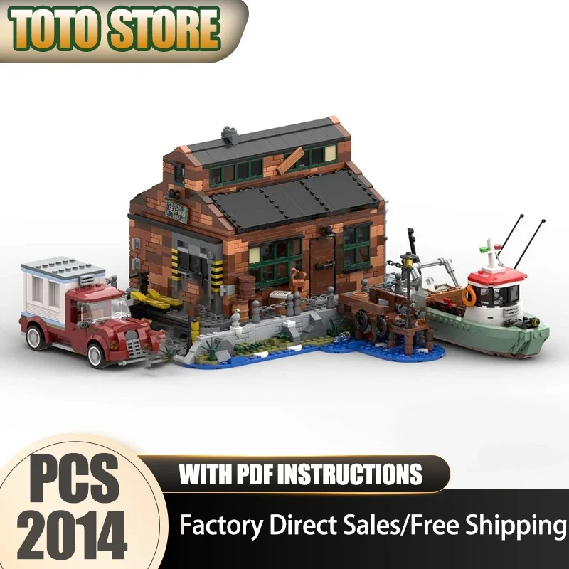 Medieval Castle Model Moc Building Bricks Sustainable Fishing Company Model Technology Modular Blocks Christmas Set DIY Toy Gift