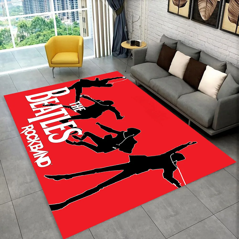 3D The B-Beatles Rock Band Star Carpet Rug for Bedroom Living Room Sofa Home Doormat Home Decor,Area Rug Non-slip Floor Mat Gift