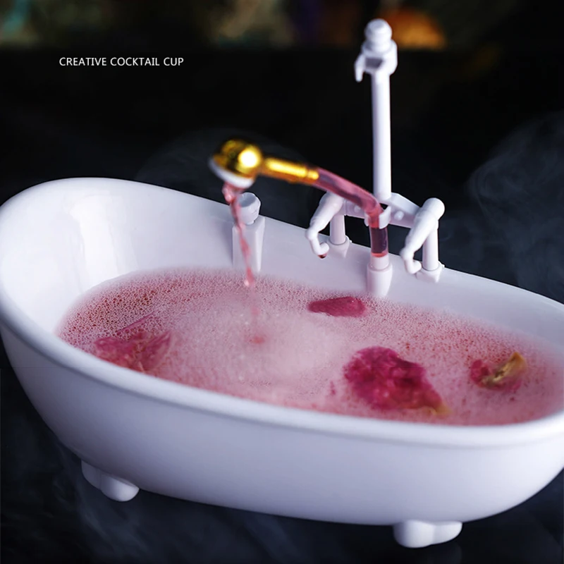 Funny Creative Bathtub Cocktail Glass Electric Plastic Cyclic Water Spray Cup Milkshake Drinks Bar Nightclub TIKI Wine Tumbler