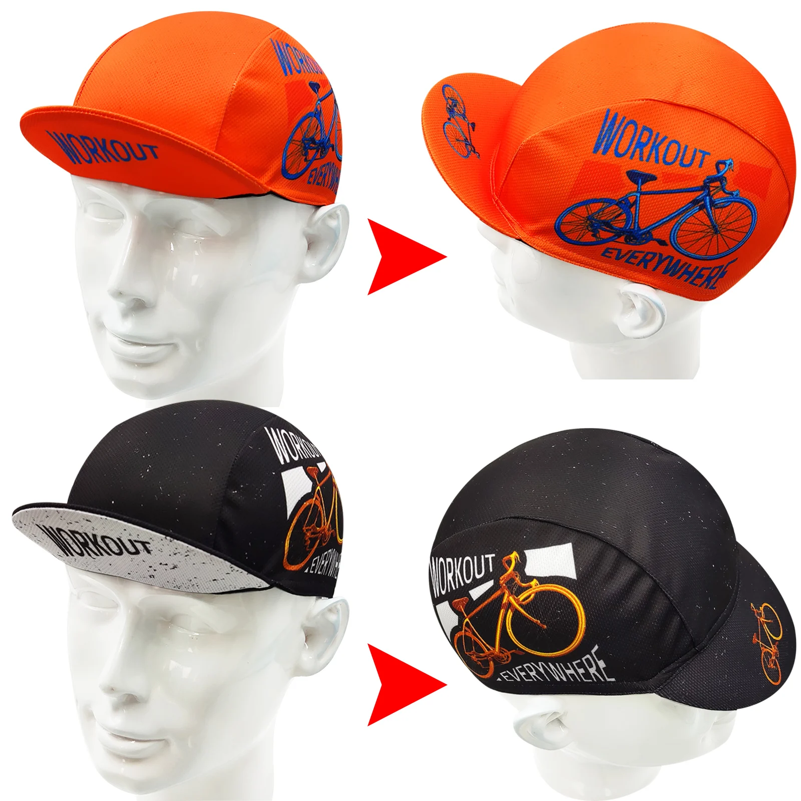 2 Styles Black Orange New CLassical Cycling Caps Breathable Unisex Gorra Ciclismo