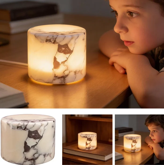 Creative Multi-color Gradient Light Natural Onyx Marble Touch Table Lamp Type-C Rechargeable Home Holiday LED Atmosphere Lamp
