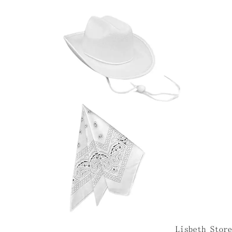 124A 통기성 카우보이 스타일 모자 두건 번들 어린이 의상 파티 공급 편안한 의상 액세서리