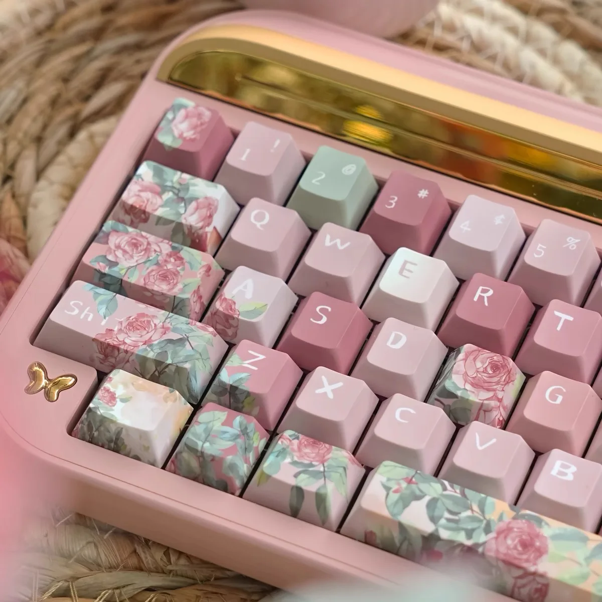 Imagem -02 - Série Rose Flower Keycaps Perfil Cereja Pbt Sublimação Dye mx Jogos Mecânicos Teclado Keychron q2 k2 65 142 Chaves