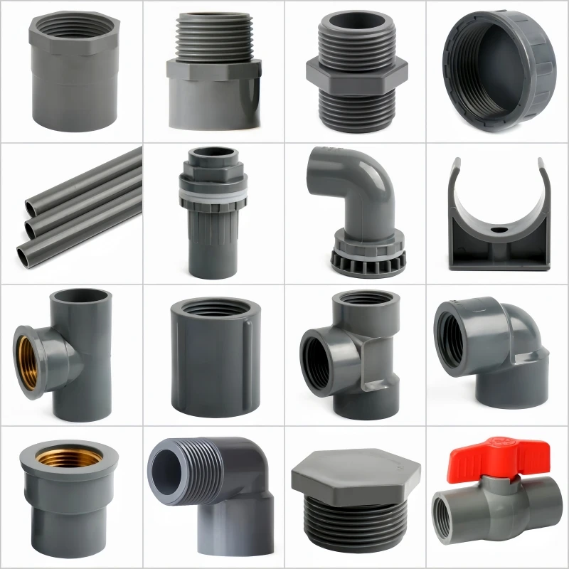 20~50mm Grey PVC Pipe Thread Connector Direct Elbow Tee Irrigation Joint Water Supply Pipe Adapter Aquarium Tank Joint Ball Valv