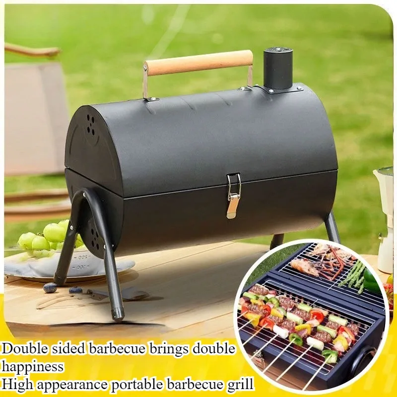 

Гриль для дымохода, полный уличный гриль для кемпинга, портативный гриль, двухсторонний гриль, угольная печь для брата