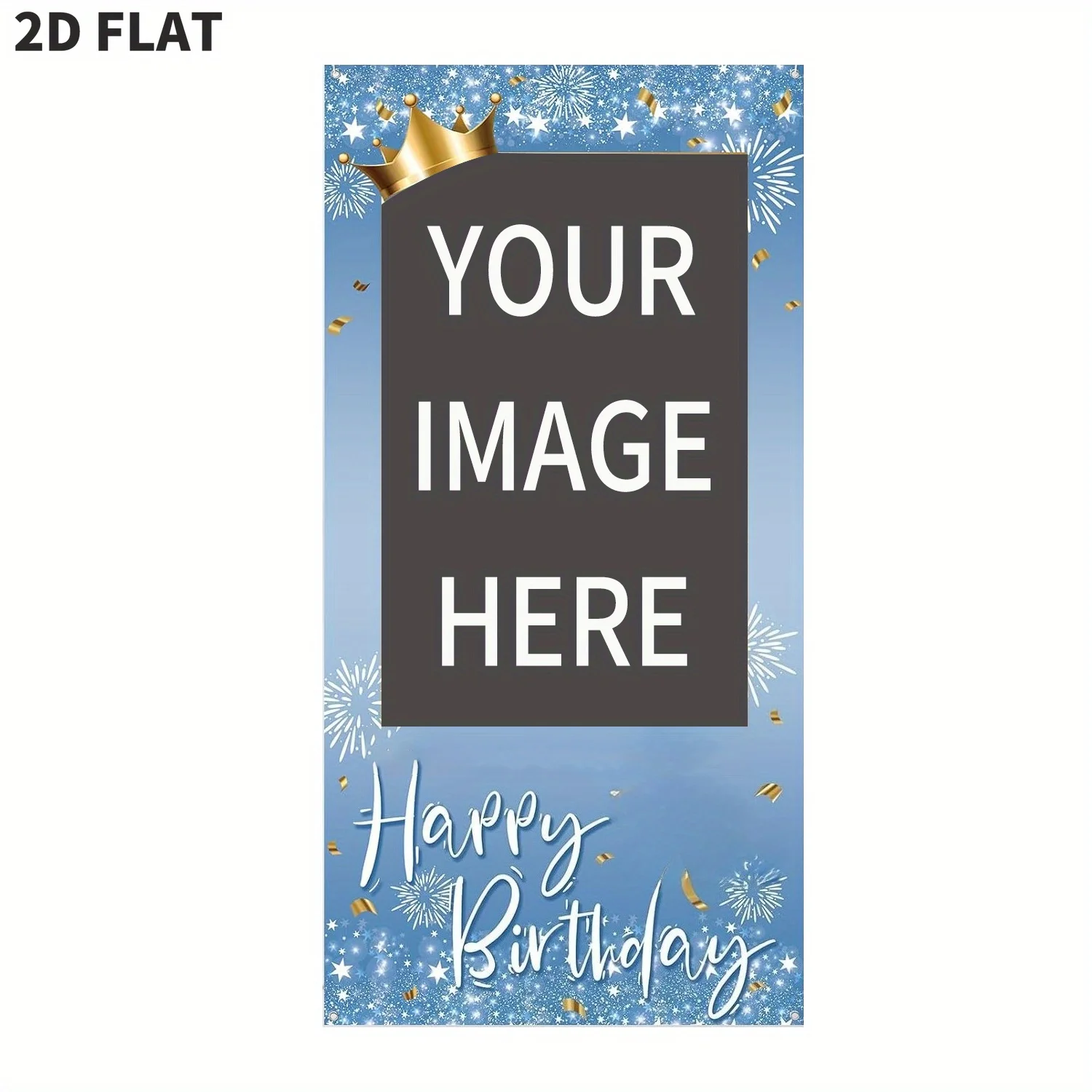 

1pc 2D Flat Custom Blue Color Happy Birthday Polyester Door Banner, with Photo Custom, Good for Blue Enthusiast as Gift