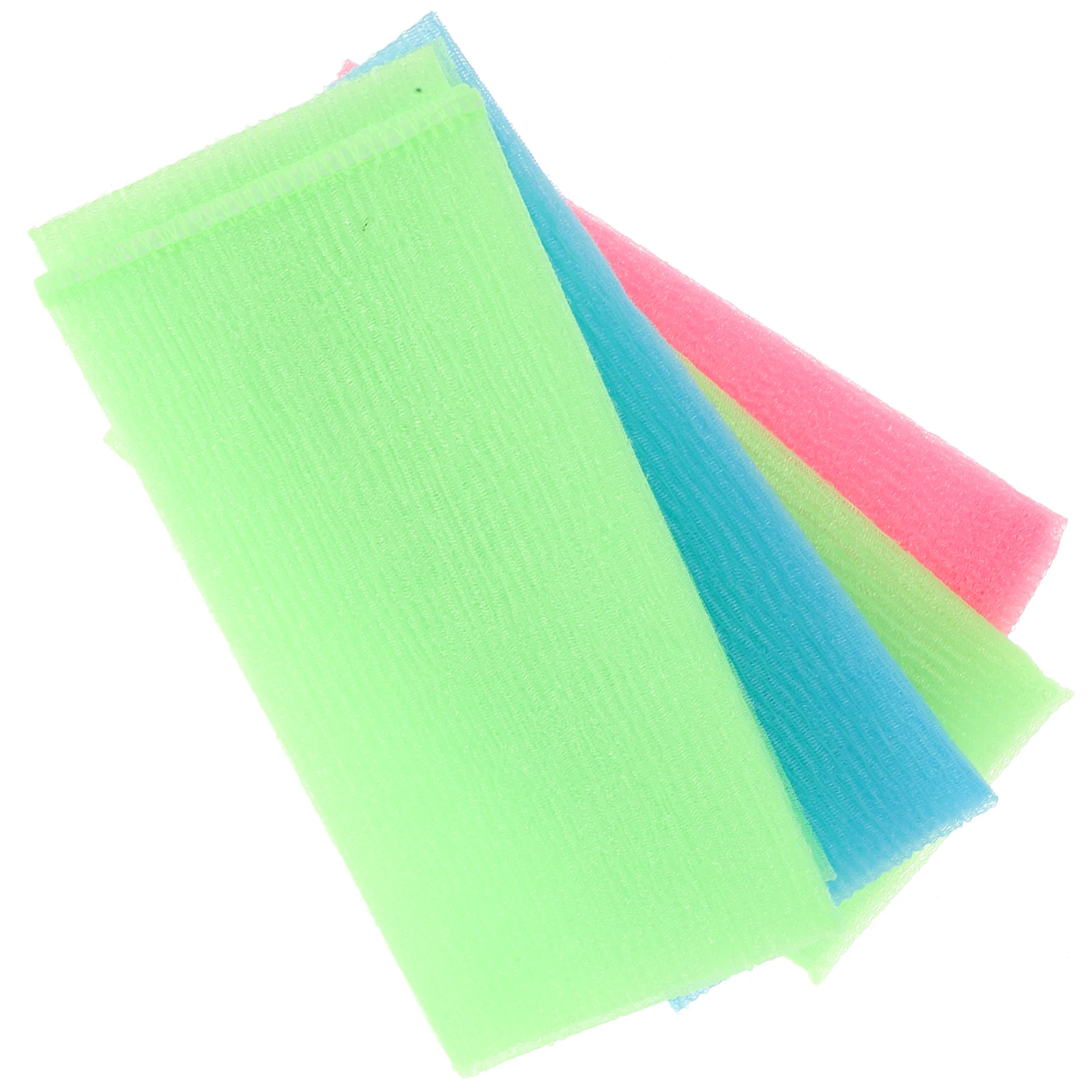 

4pcs Long Nylon Bath Towels Exfoliating Shower Washcloths For Body Lightweight Compact Travel Mixed Color Bathing Towel For