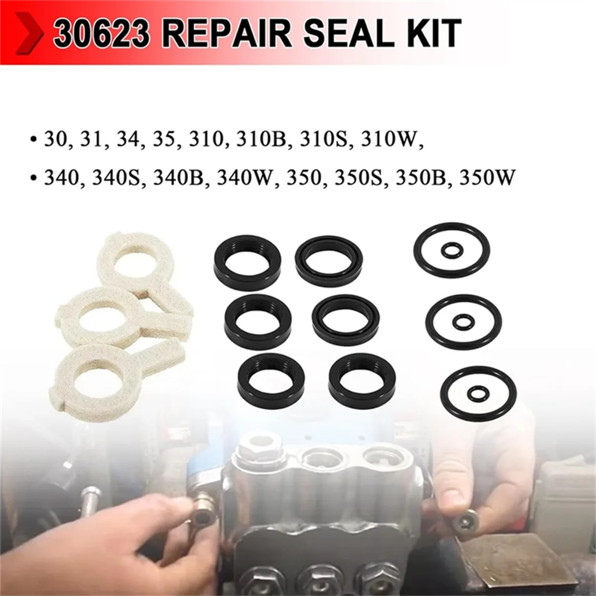 2Sets 30623 Seal Kit, Pump Washer Seals Kit Fits for Cat Pump 30 31 34 310 340 350 Model Frame Plunger Pump